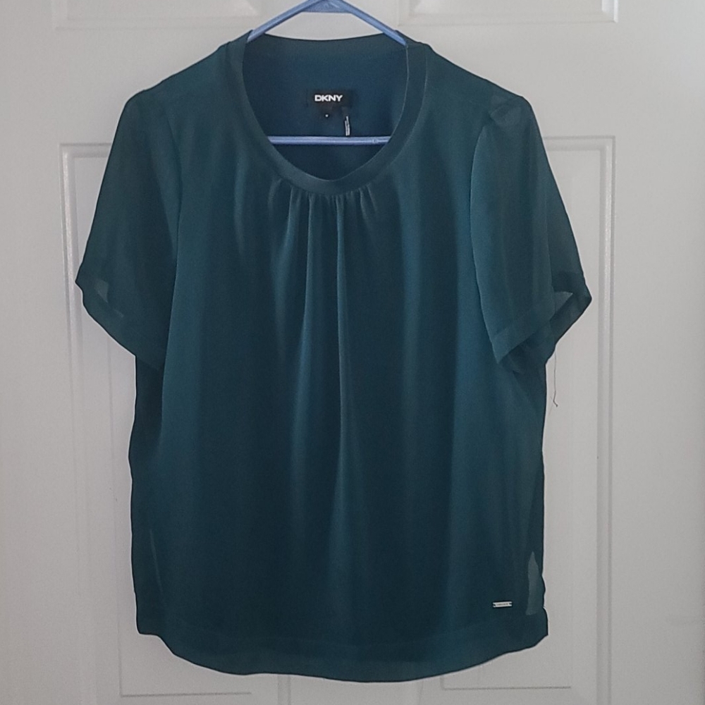 DKNY teal blouse, Medium